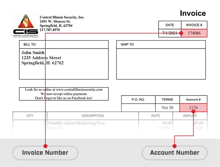 CIS Bill - Invoice Number - Account Number